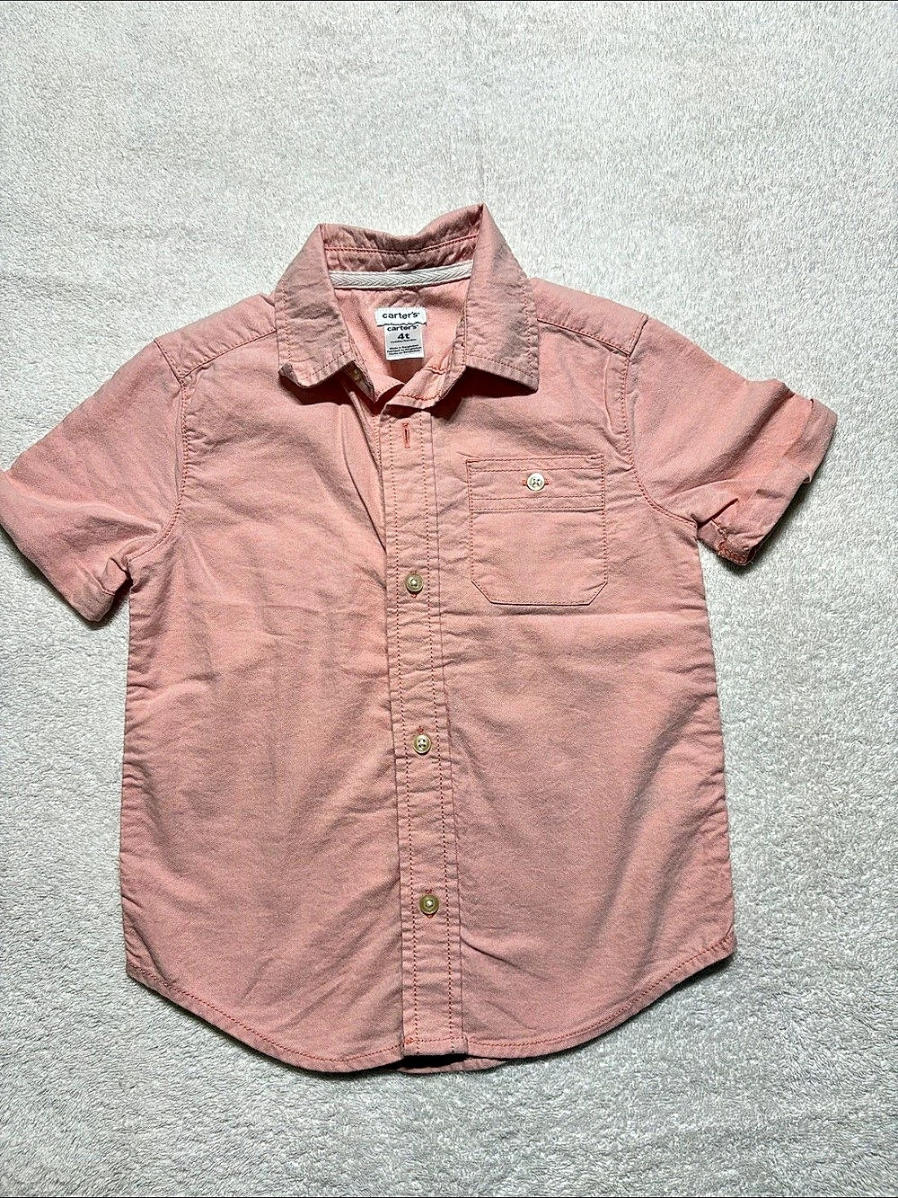 Carter's Boys Size 4T Pink Button Down Shirt Like New